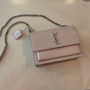 Medium Saint Laurent Sunset bag Crocodile embossed Monogrammed EUC